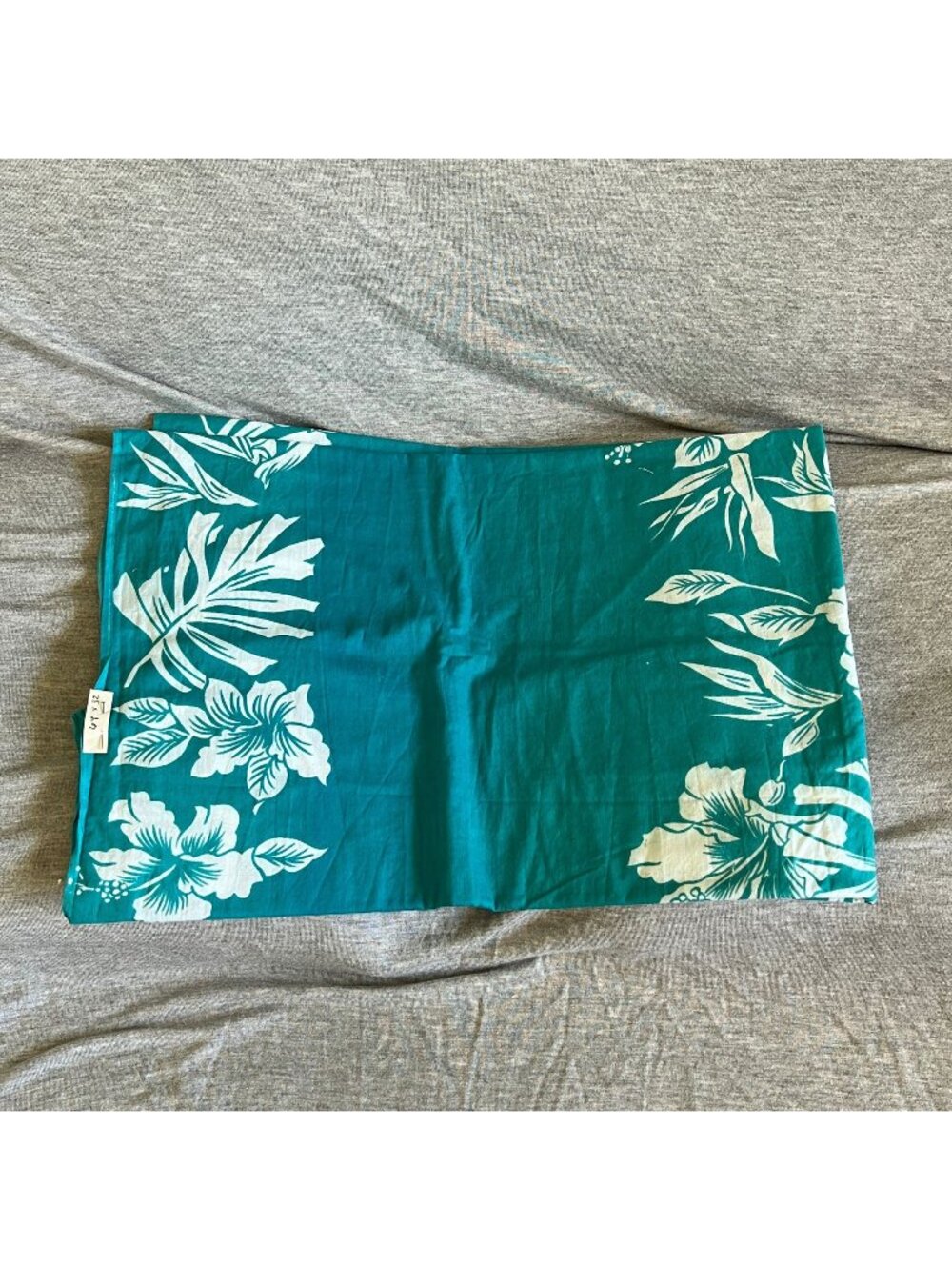 Teal Hawaiian Floral Print Fabric Panel Cotton Material